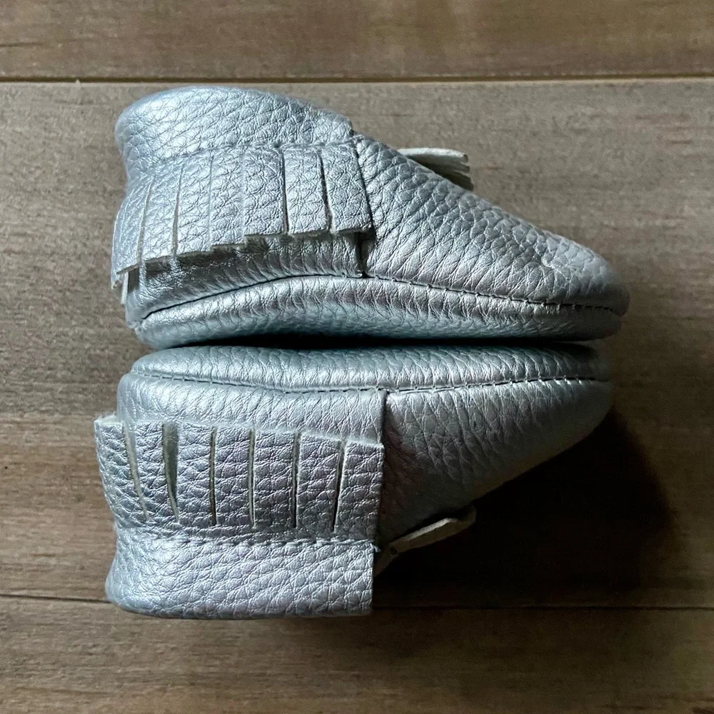 Sweet N Swag Moccasins, Metallic Silver